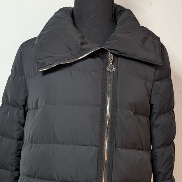Moncler Lobelia Down Puffer Coat size S Quilted Black Bell Sleeves Midi - Picture 5 of 16